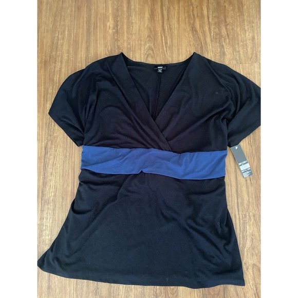 Mossimo Size 28W/30W Polyester Pullover Tunic Short Sleeve Black Blue Sash NWT - Picture 10 of 16